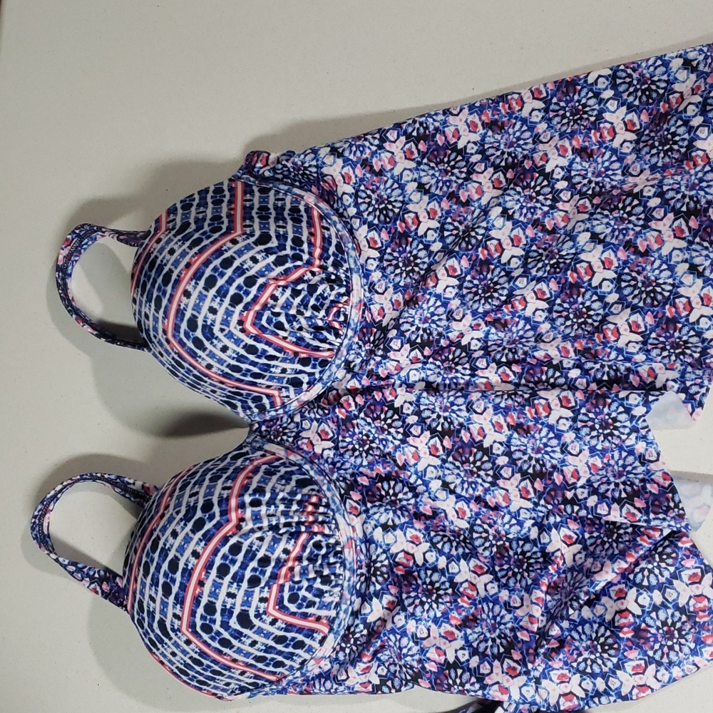 Blue Shore Club Mirage Flyaway Underwire Tankini and High waisted bottoms